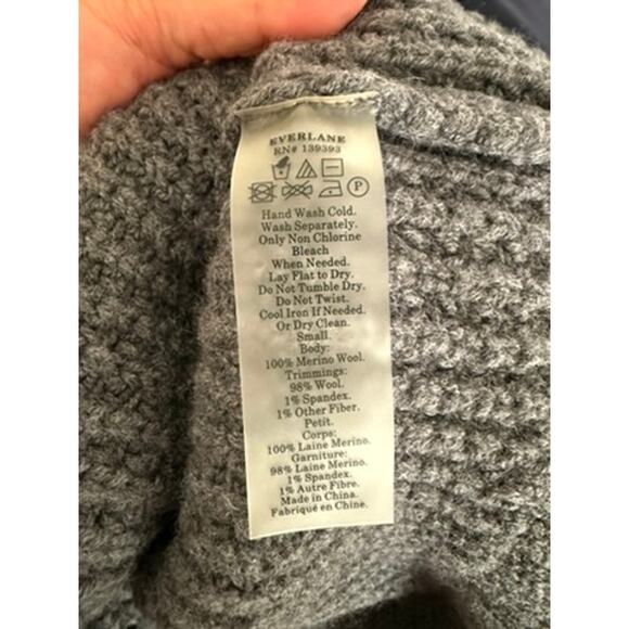 Everlane Gray 100% Merino Wool Knit Turtleneck Pullover Sweater w/Side Slits-S - Picture 6 of 6